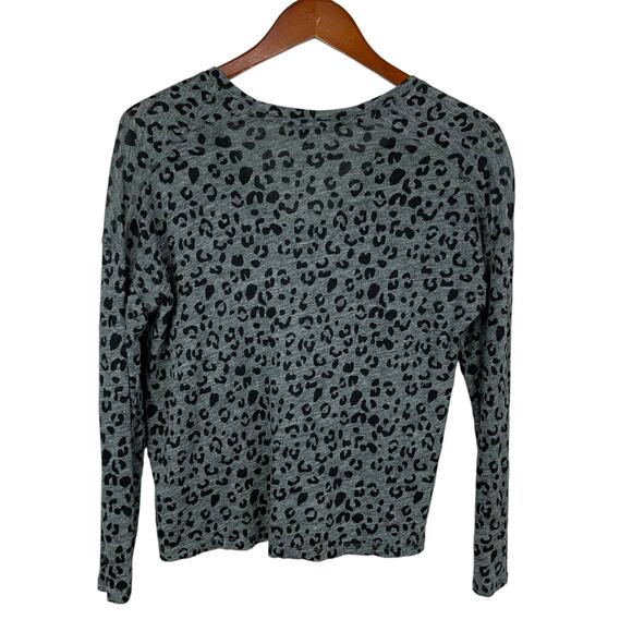Rails Sami Long Sleeve Tee Top Charcoal Leopard Linen Blend Knit Women's S - Picture 6 of 7